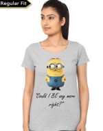 Could I Be Any More Right Minion Girl's Grey T-Shirt