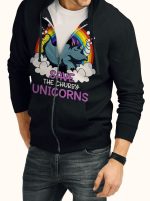Save The Chubby Unicorns Black Zipper Hoodie