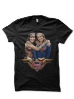 Wonder Woman And Supergirl Black T-Shirt