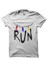 Stranger Things - Run White Half Sleeve T-Shirt