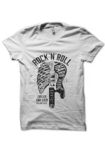 Rock N Roll White Half T-Shirt