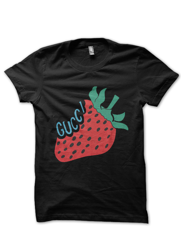 Gucci Strawberry Black T-Shirt - Shark Shirts