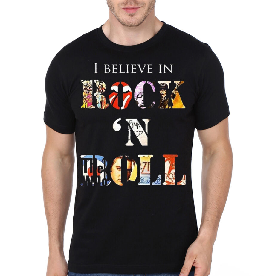 I Believe In Rock 'N' Roll Black Half Sleeve T-Shirt