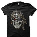 Skull Pirate Half Sleeve Black T-Shirt