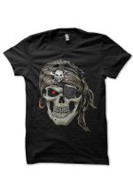 Skull Pirate Half Sleeve Black T-Shirt