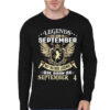 Ledgends Are Born In September Full Sleeve Black T-Shirt