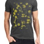 Yellow Leafs Charcoal Grey T-Shirt
