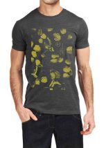 Yellow Leafs Charcoal Grey T-Shirt
