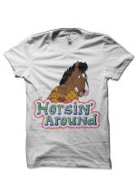 Horsin' Around White Half Sleeve T-Shirt