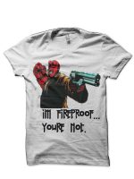 Hell Boy White Half Sleeve T-Shirt