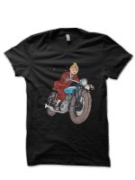 Tintin Bike Black Half Sleeve T-Shirt
