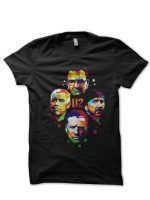 U2 Black Half Sleeve T-Shirt
