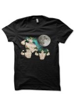 John Cena Flexing at the Moon Half Sleeve Black T-Shirt