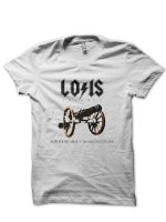 Louis vuitton Theroux Theroux AC DC Questions White Half Sleeve T-Shirt