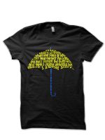 Yellow Umbrella Black T-Shirt