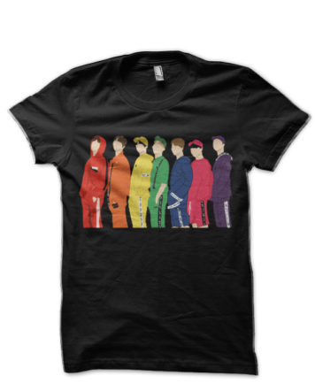 BTS Muster Rainbow Photoshoshoot Black T-Shirt