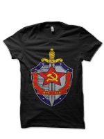 USSR CCCP Soviet KGB Committee for State Security Black  T-Shirt
