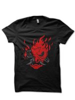 Samurai Demon Half Sleeve Black T-Shirt