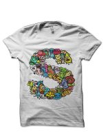 Alphabet Monster Doodle Letter S Monogram White T-Shirt