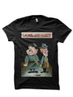Laurel And Hardy Half Sleeve Black T-Shirt