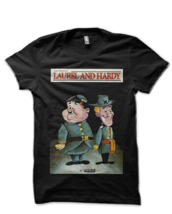Laurel And Hardy Half Sleeve Black T-Shirt