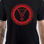 Sigil Of Lucifer And flames In Circle T-Shirt