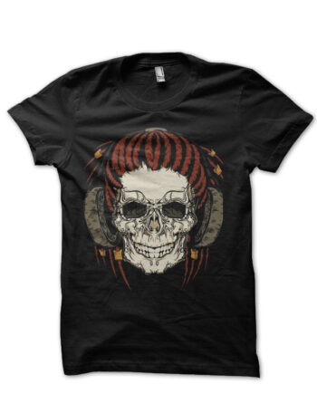 Skull Half Sleeve Black T-Shirt