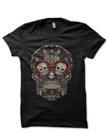 Skull Half Sleeve Black T-Shirt