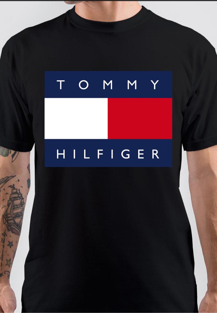 Glat Modig Forræderi Tommy Hilfiger Black T-Shirt - Shark Shirts
