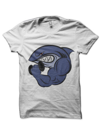 Muscular Shark White T-Shirt
