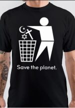 Save The Planet Half Sleeve Black T-Shirt