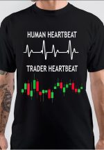 Human Heartbeat Half Sleeve Black T-Shirt