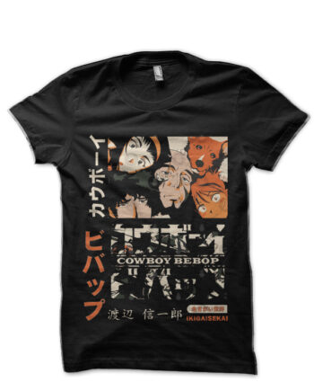 Bounty hunter Vintage IKIGAISEKAI Cowboy Bebop Black T-Shirt