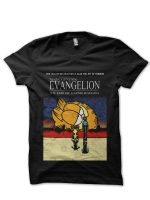 Evangelion Garfield Meme Neon Genesis Black T-Shirt