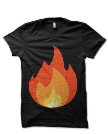 Fire Emoji Black T-Shirt