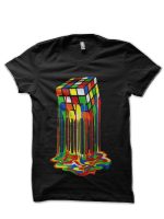 Rubiks Cube Melting Black T-Shirt