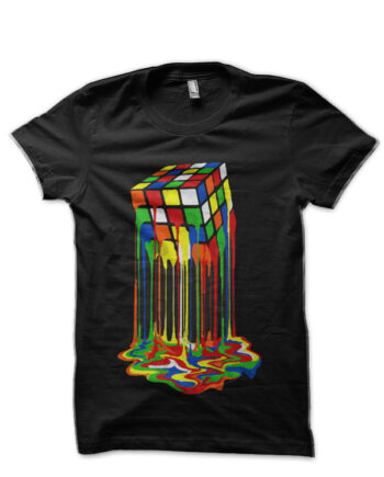 Rubiks Cube Melting Black T-Shirt