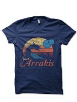 Vintage Distressed Surf - Visit Arrakis - Dune - Sci Fi Navy T-Shirt