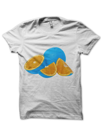 Vibrant Blue Oranges White T-Shirt