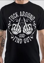 Fuck Around and Find Out Middle Finger Snake Head with Smoke Black T-Shirt