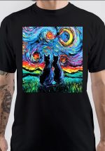 Van Gogh's Cats Black T-Shirt