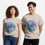 Blue Watercolor Labyrinth Printed T-Shirt
