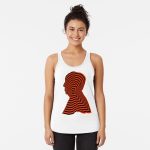 Alfred Hitchcock Vertigo abstract (Black & Orange) Racerback Tank Top