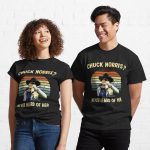 Chuck #norris Never Heard Of Her Vintage Retro #john Lovers #wayne Cowboy Movies Printed T-Shirt