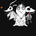 ZERO, SCRAPS and SPARKY dog Tim Burton Movies   Printed T-Shirt