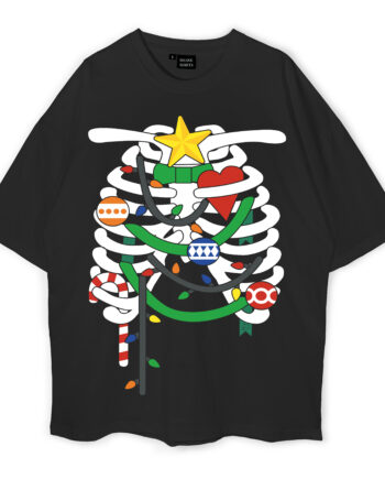 Christmas X-Ray Ribs Skeleton Oversized T-shirt