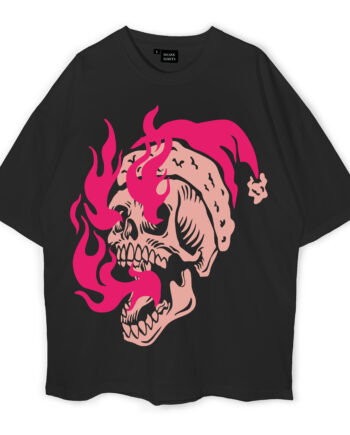 Flaming Skull Oversized T-Shirt