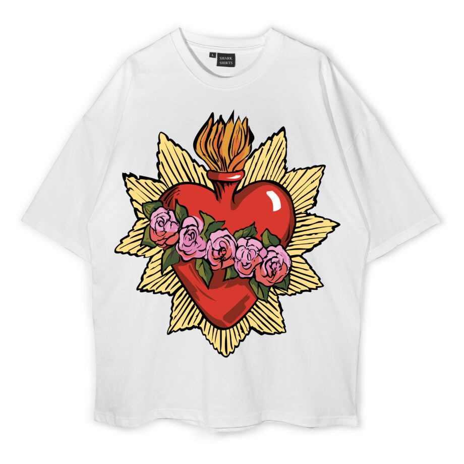 Heart Roses By Candy Mayer Oversized T-Shirt