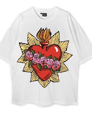 Heart Roses By Candy Mayer Oversized T-Shirt