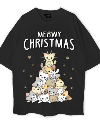 Meowy Christmas Oversized T-Shirt